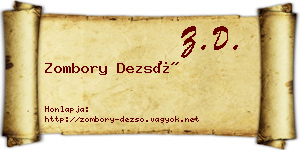 Zombory Dezső névjegykártya